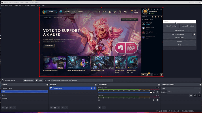 Registra il gameplay LOL con OBS