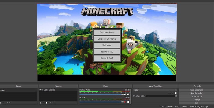 Registra Minecraft con OBS