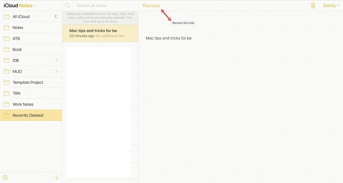 How to Recover Deleted Notes on iPhone from iCloud Web