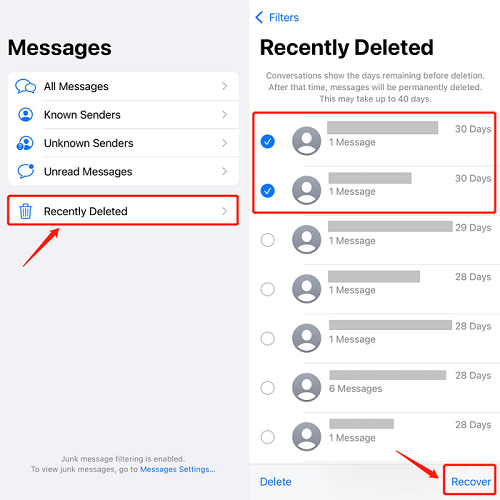 Recupera iMessage eliminati di recente