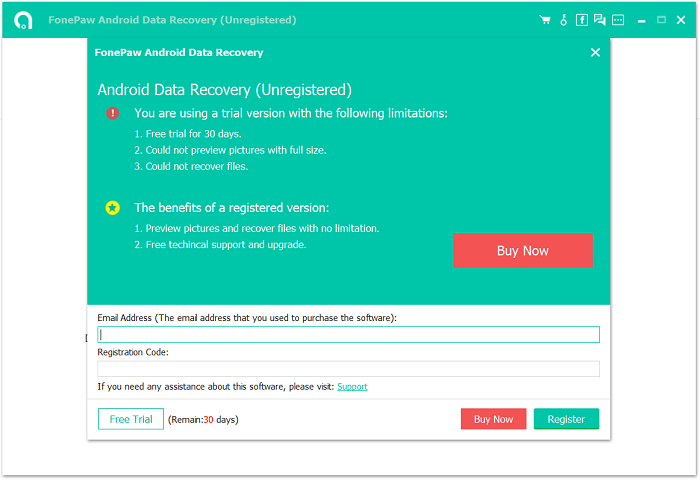 Registra FonePaw Android Data Recovery