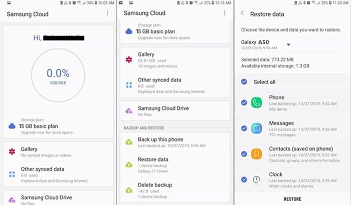 Restore Data from Samsung Cloud