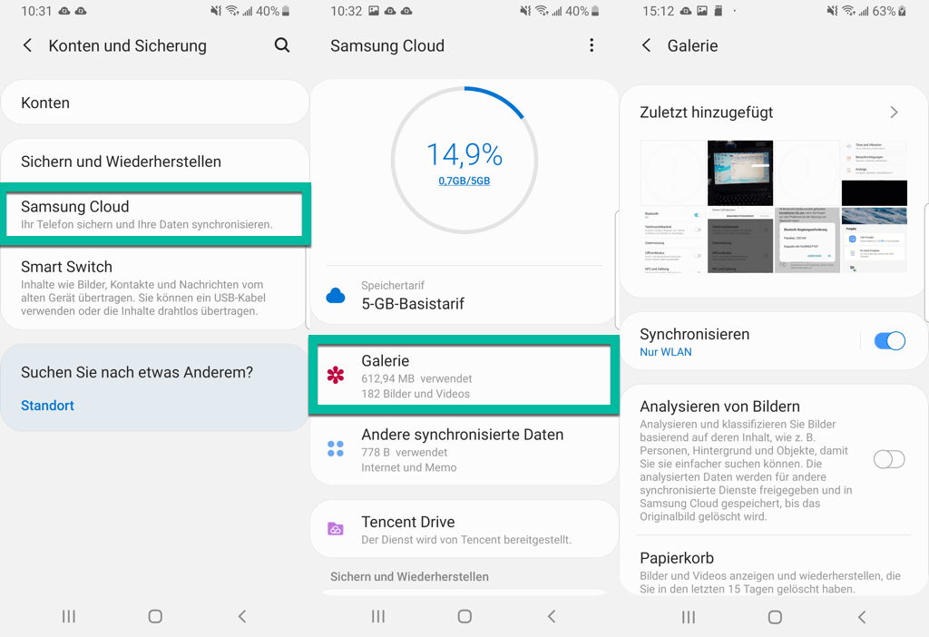 Samsung Bilder wiederherstellen Samsung Cloud