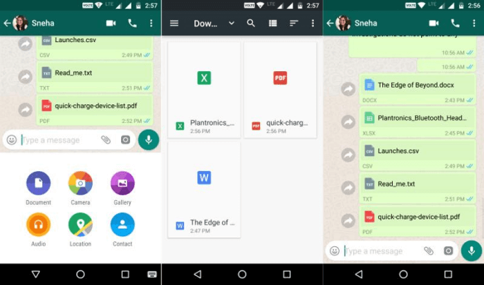 Invia file nelle app di messaggistica