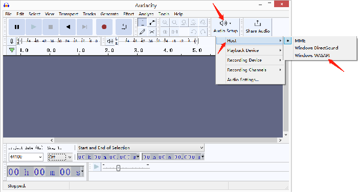 Configurare per la registrazione audio su Audacity