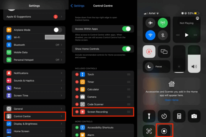 Set up the Screen Recording on iPhone