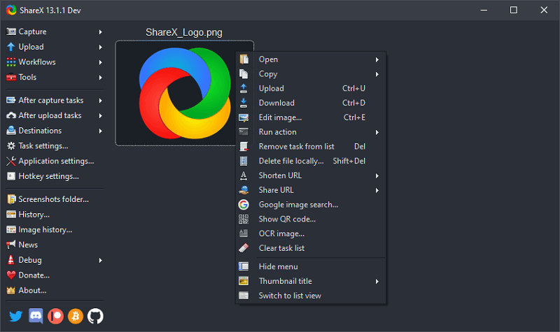 ShareX 스크린 레코더