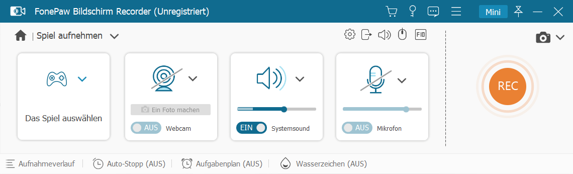  „Spiel aufnehmen“ Modus