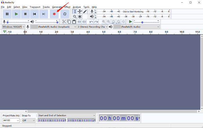 Audacity 녹음 시작