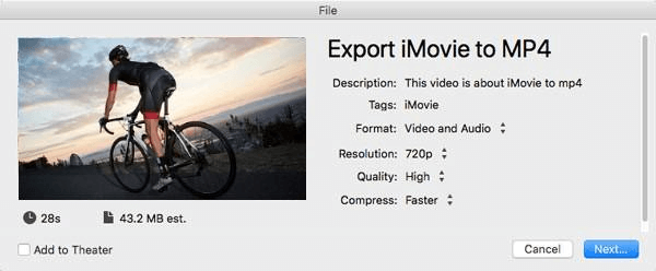 Starten der Videokonvertierung auf iMovie