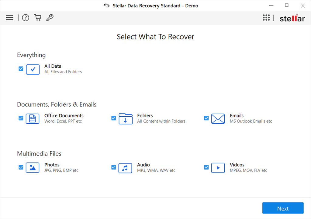 Stellar Data Recovery 主介面