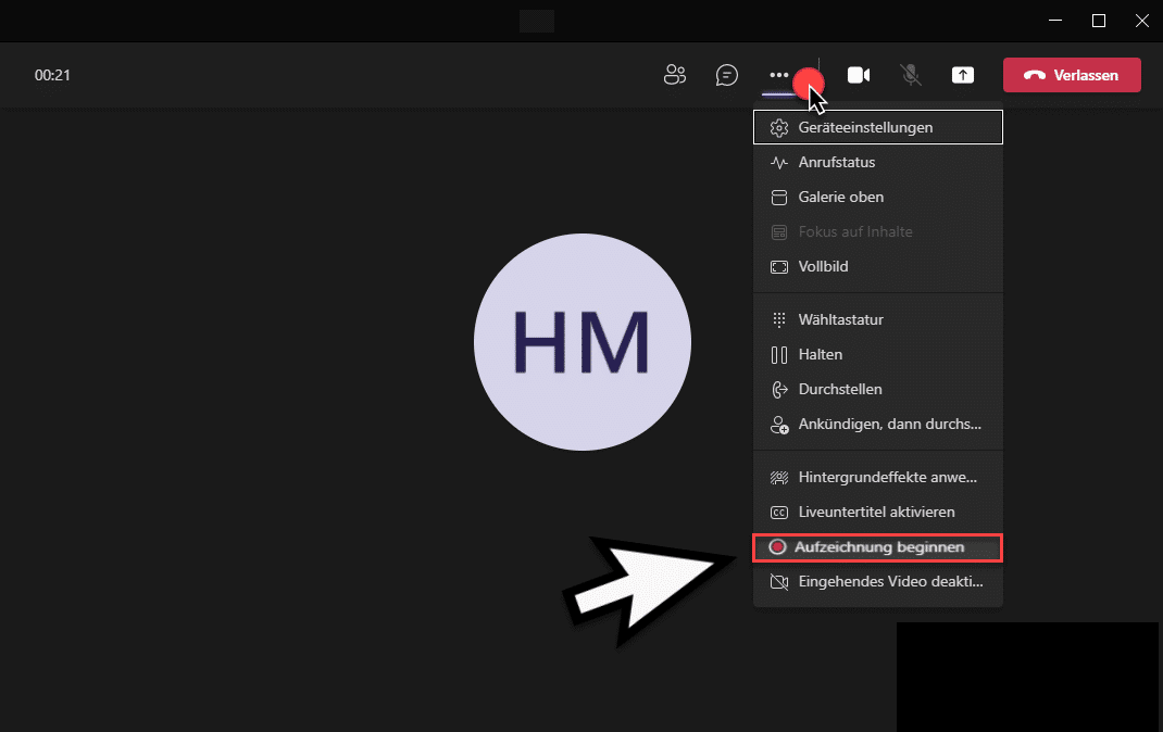 Teams Meeting aufzeichnen mit Teams