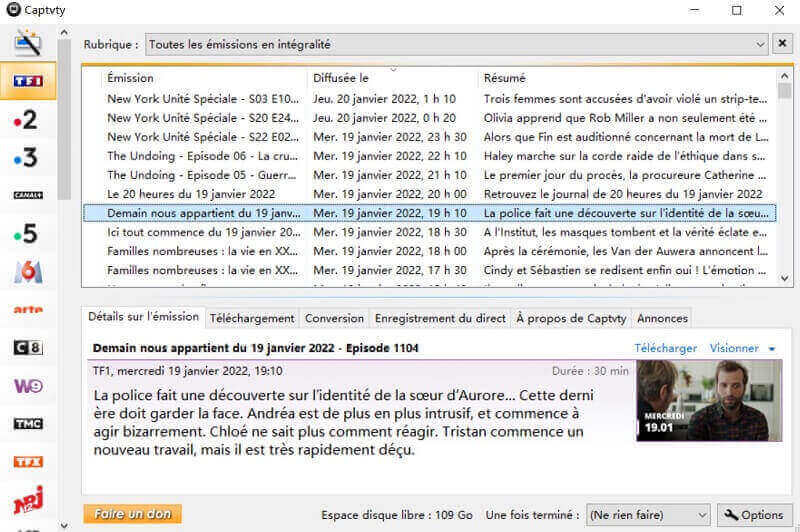 Télécharger les émissions en replay avec Captvty