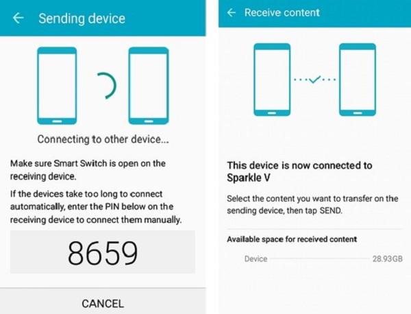 Samsung Smart Switch를 통해 Android 연락처 전송