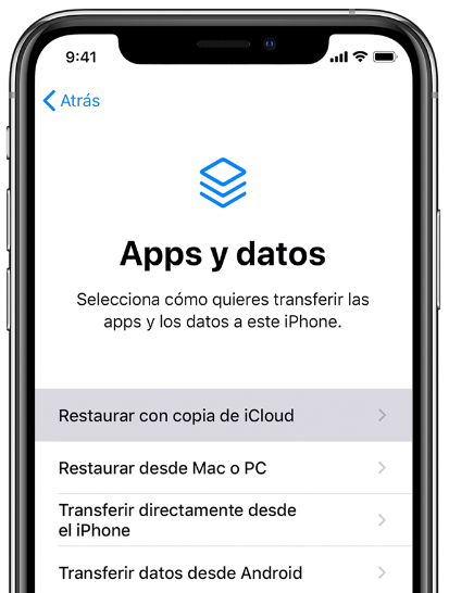 Trasladar con copia de iCloud