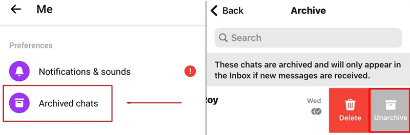 Unarchive Chats on Facebook Messenger