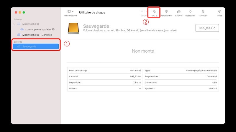 Récupérer les données du disque dur externe sur Mac avec l’Utilitaire de disque