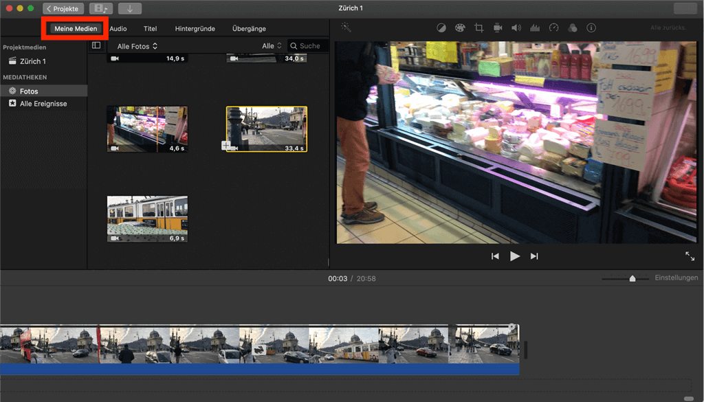 Video importieren auf iMovie