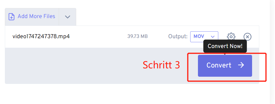 Videokonvertierung wird gestartet - FreeConvert.com
