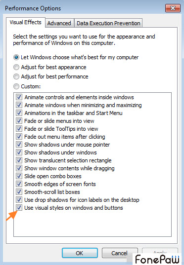 Visual Effects Options