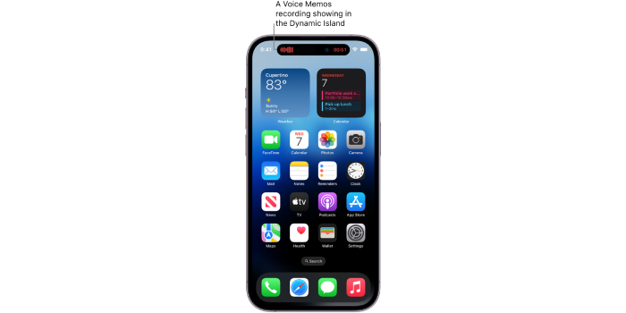 Voice Memos on Dynamic Island