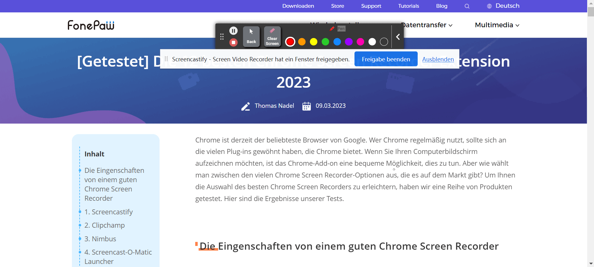 Während der Aufnahme können Sie das Echtzeit-Bearbeitungswerkzeug verwenden