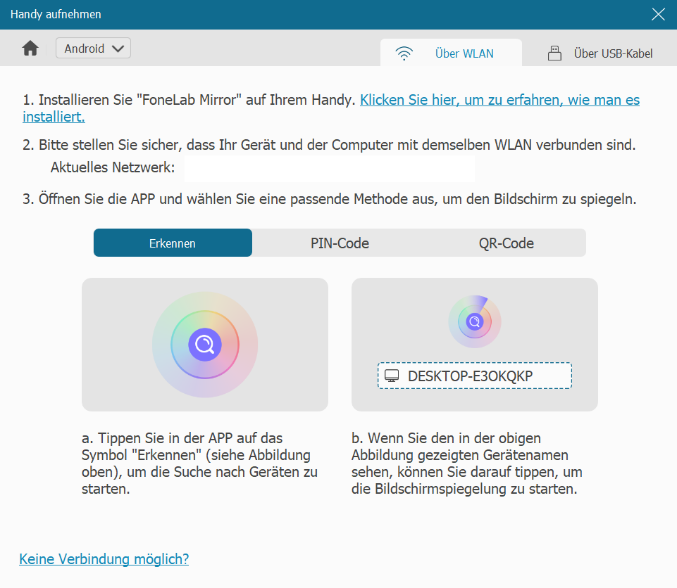 Webinar mitschneiden auf Android über WiFi