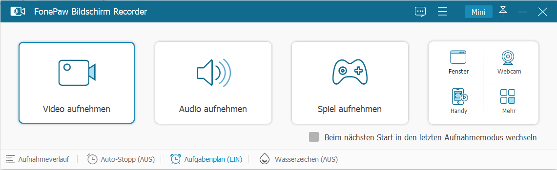 Win Bildschirm Recorder Interface