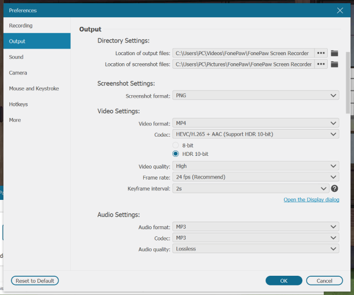 Output Settings