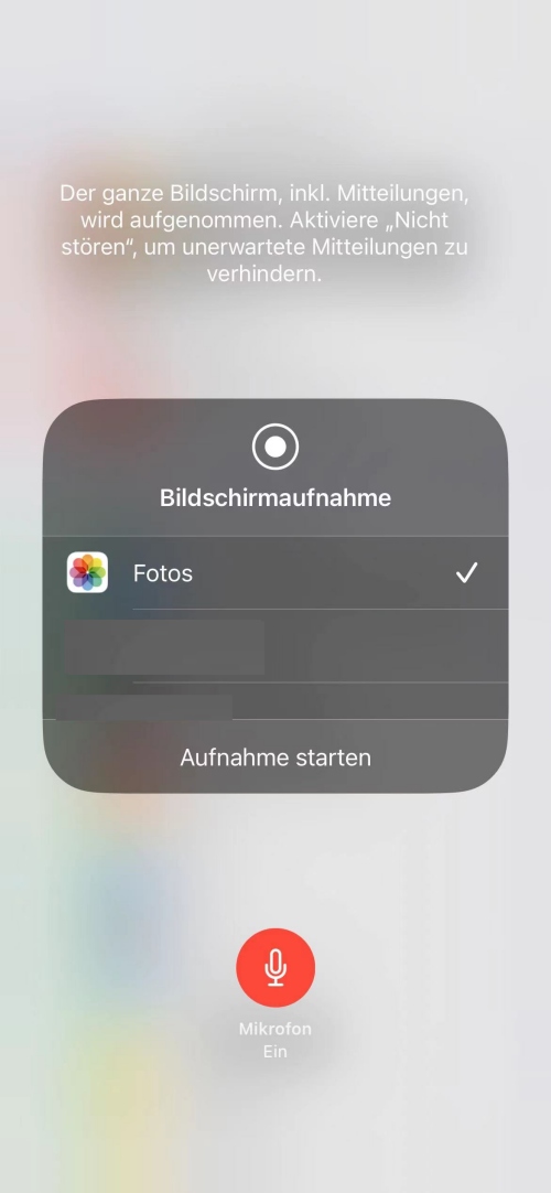  Auf „Aufnahme starten“ tippen