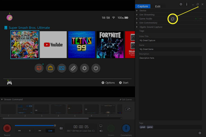 調整 Switch 視訊擷取卡參數