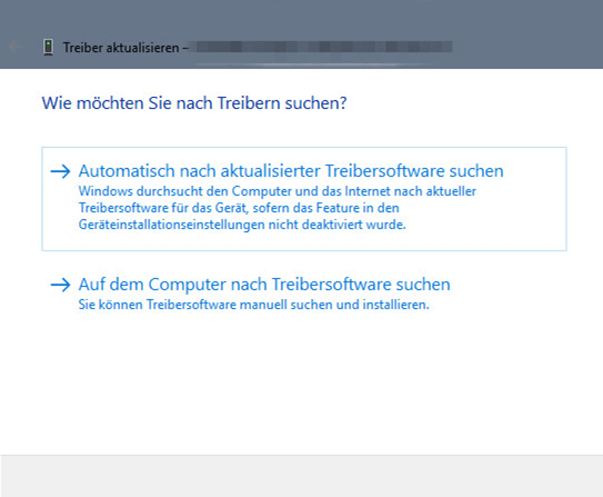 automatisch nach aktualisierter Treibersoftware suchen