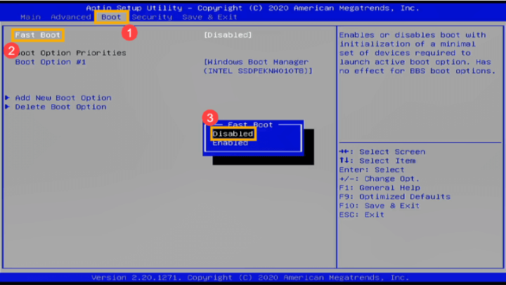 BIOS Fastboot deaktivieren