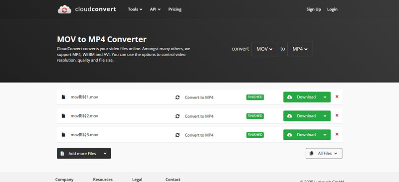 CloudConvert 網站將 MOV 影片轉 MP4