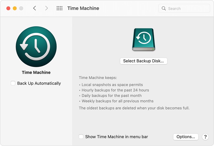 Show Time Machine in Menu Bar