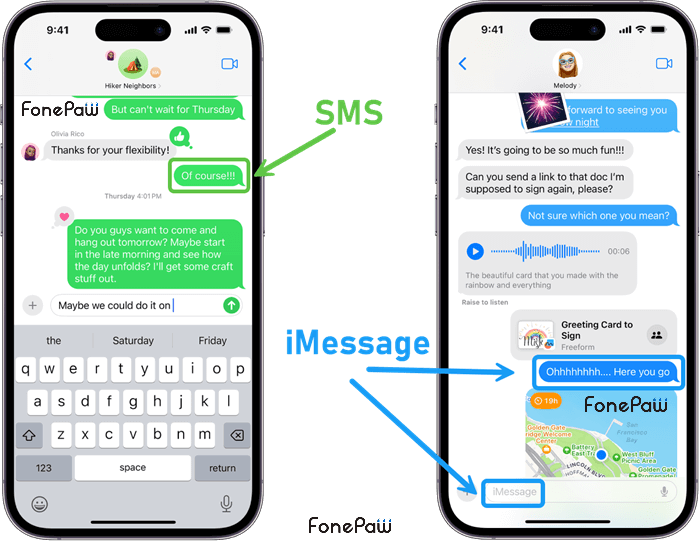 SMS와 iMessage 구별하기