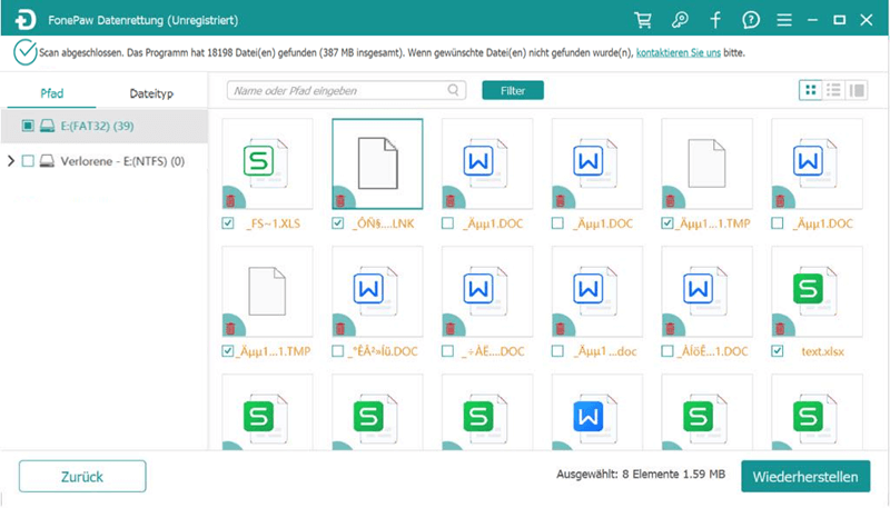 Festplatte mit FonePaw scannen