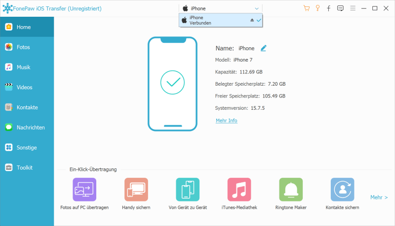 FonePaw iOS Transfer iPhone ist entdeckt