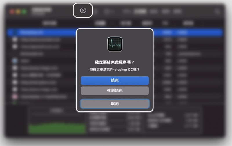 使用活動檢視器強制結束 Mac APP