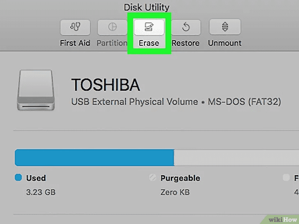 Formatta l'unità USB su Mac
