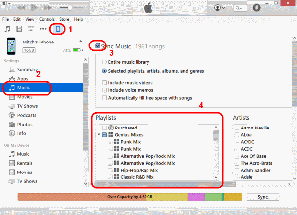 iTunes 同步 Mac 歌曲傳送 iPhone