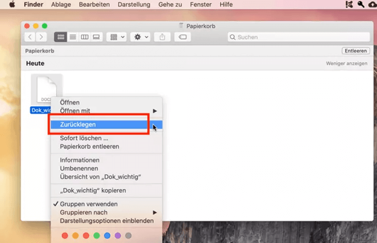 Mac Notizen vom Papierkorb wiederherstellen