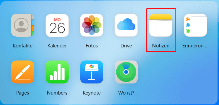 Notizen im iCloud auswählen