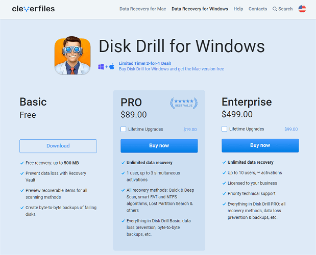 Plans and Price of Disk Drill