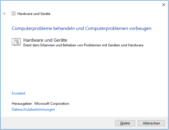Problembehandlung für Hardware und Geräte