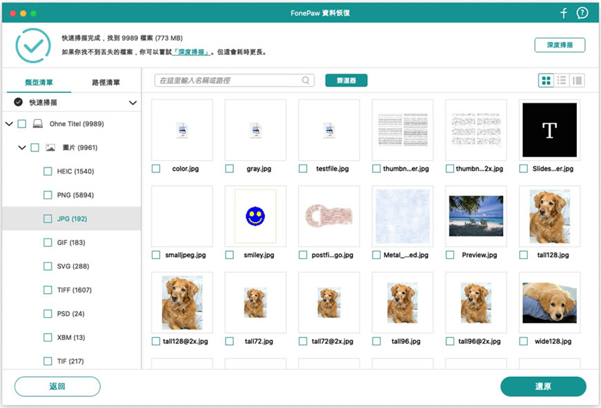 FonePaw 資料恢復免費掃描預覽檔案