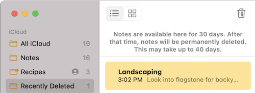 Recover Deleted Notes on Mac in Recently Deleted Folder