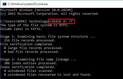 用命令提示字元修復磁碟