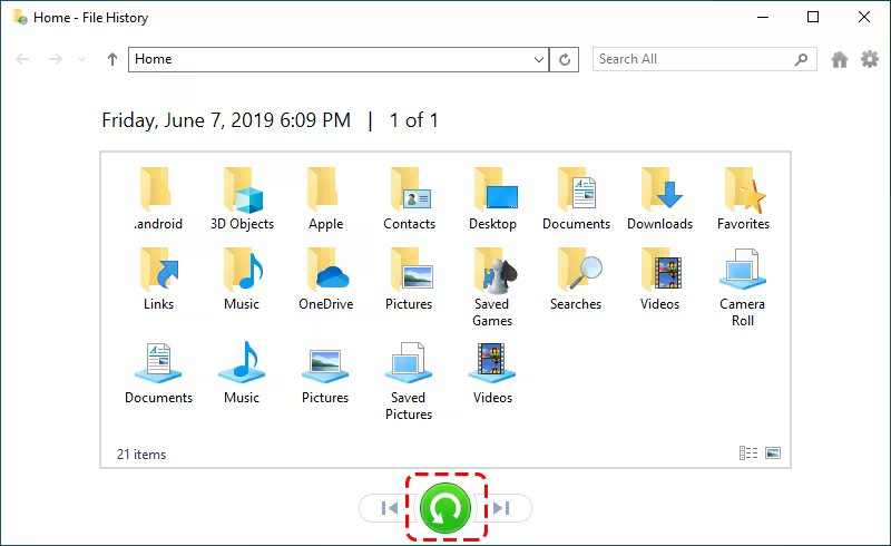 Restore a Deleted Folder Using File History