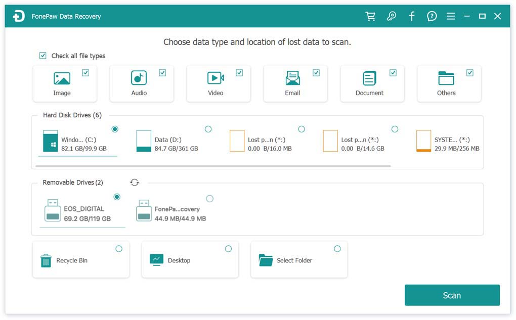 Choose Data Type for Sandisk SD Card Recovery